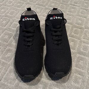 Kiton Black Knit Sneakers for Men